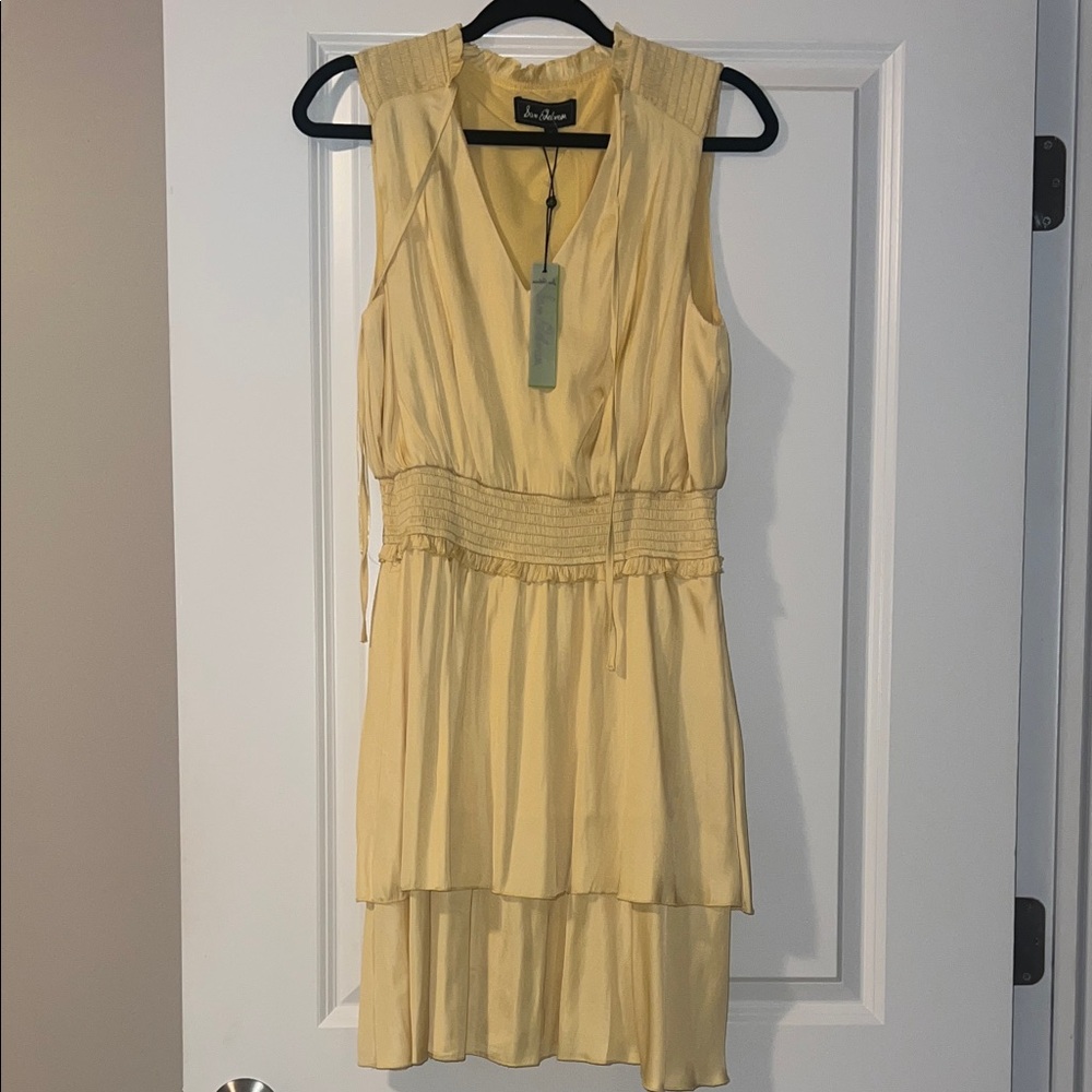NWT  Light Yellow Layered Mini Dress